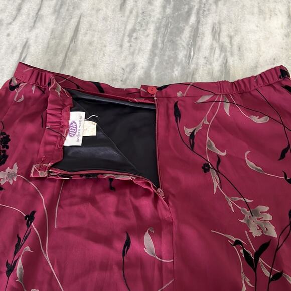 Vtg MW Modern Woman Size 18 20W Wine Red Print Flocked 2 Pc Maxi Skirt Blouse - Picture 13 of 15